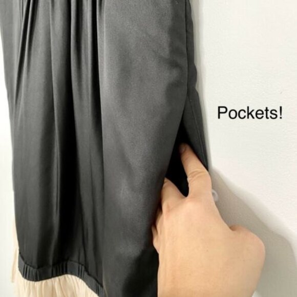 ANTHROPOLOGIE x YOANNA BARASCHI Size 10 Dress Silk Black Cream Lined Prom Formal - Picture 7 of 12